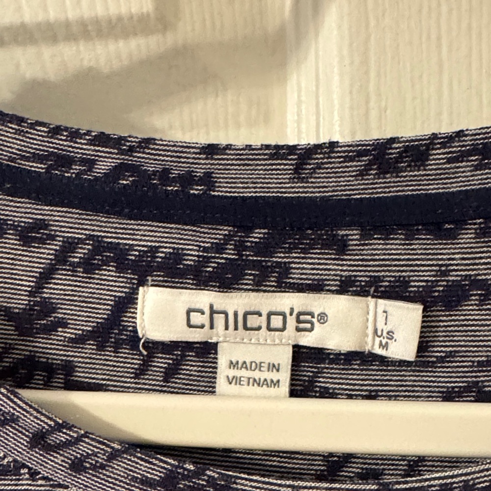 Chico's Navy and White Patterned Top - Picture 2 of 5